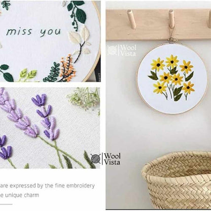 DIY FLORAL EMBROIDERY STARTER KIT WITH 8-INCH HOOP – BEGINNER CROSS STITCH & HAND EMBROIDERY SET