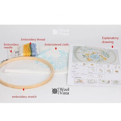 DIY FLORAL EMBROIDERY STARTER KIT WITH 8-INCH HOOP – BEGINNER CROSS STITCH & HAND EMBROIDERY SET