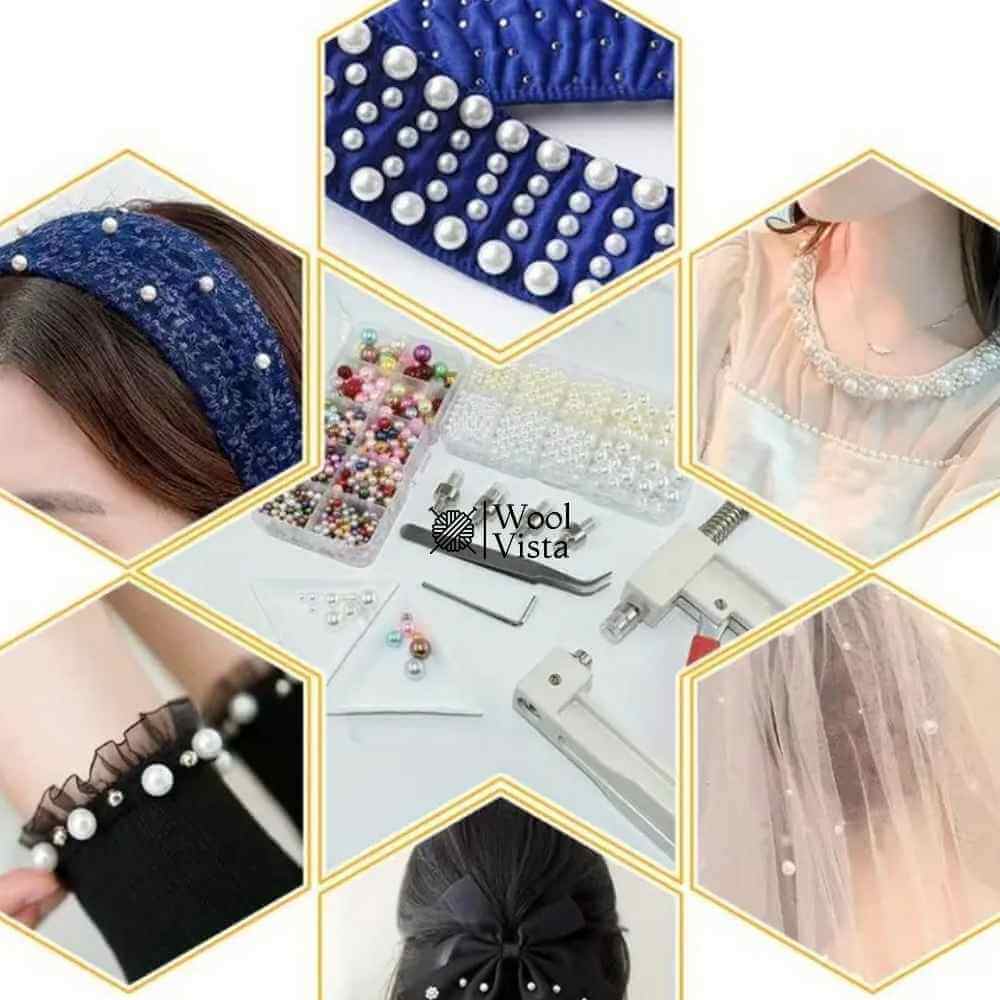 DIY PEARL RIVET MACHINE KIT – HAND PRESS BEAD TOOL FOR CLOTHES, JEWELRY AND ACCESSORIES DECORATION