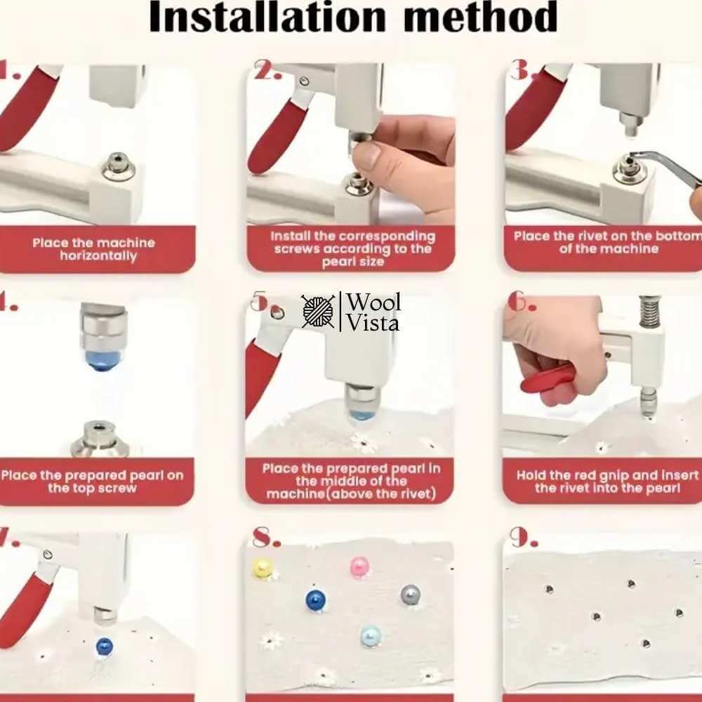 DIY PEARL RIVET MACHINE KIT – HAND PRESS BEAD TOOL FOR CLOTHES, JEWELRY AND ACCESSORIES DECORATION