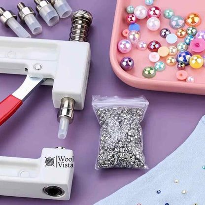 DIY PEARL RIVET MACHINE KIT – HAND PRESS BEAD TOOL FOR CLOTHES, JEWELRY AND ACCESSORIES DECORATION