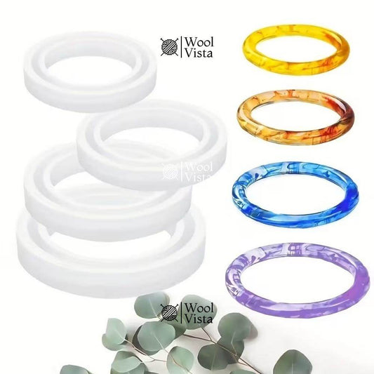 DIY RESIN BRACELET MAKING MOLDS – ROUND SILICONE MOLDS IN 4 SIZES FOR EPOXY RESIN JEWELRY CRAFTS (4 PCS)