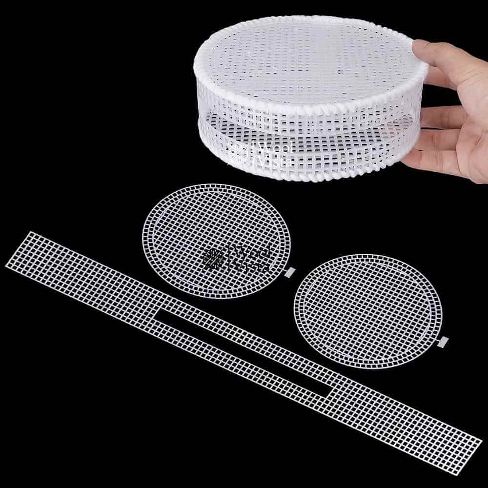 DIY ROUND ZIPPER WALLET KNITTING KIT 18CM – 3PCS WHITE PLASTIC MESH SHEETS FOR BAG LINING & STRUCTURE, FOR HANDMADE CROCHET WALLETS, CROSSBODY BAGS & DIY GIFTS