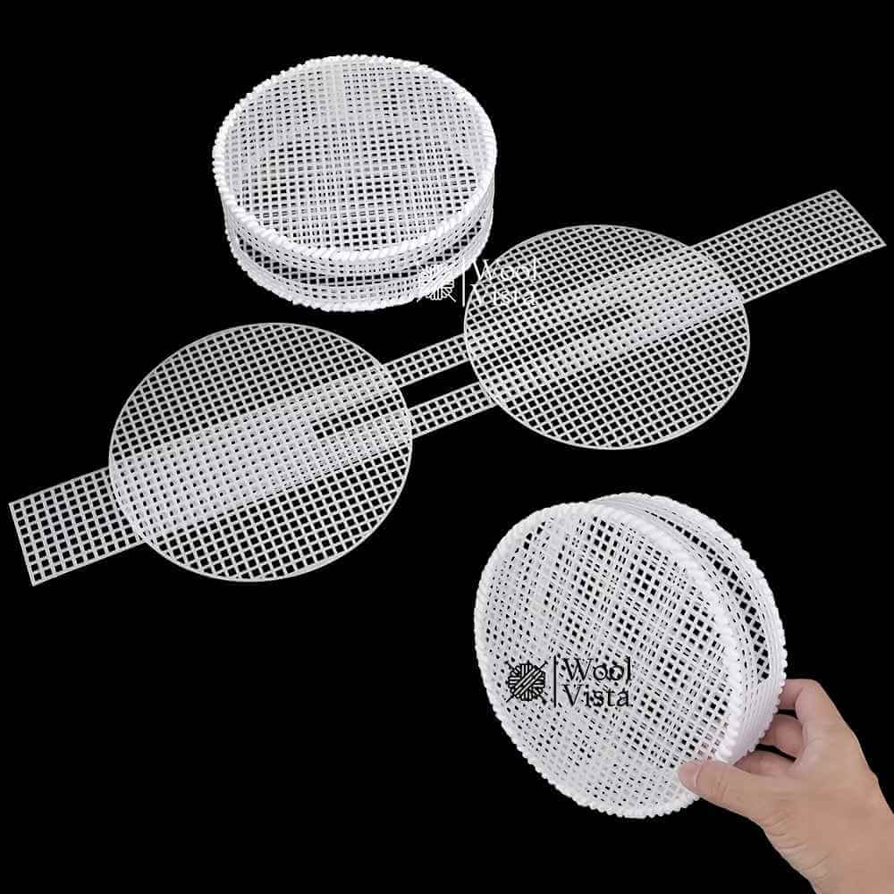 DIY ROUND ZIPPER WALLET KNITTING KIT 18CM – 3PCS WHITE PLASTIC MESH SHEETS FOR BAG LINING & STRUCTURE, FOR HANDMADE CROCHET WALLETS, CROSSBODY BAGS & DIY GIFTS