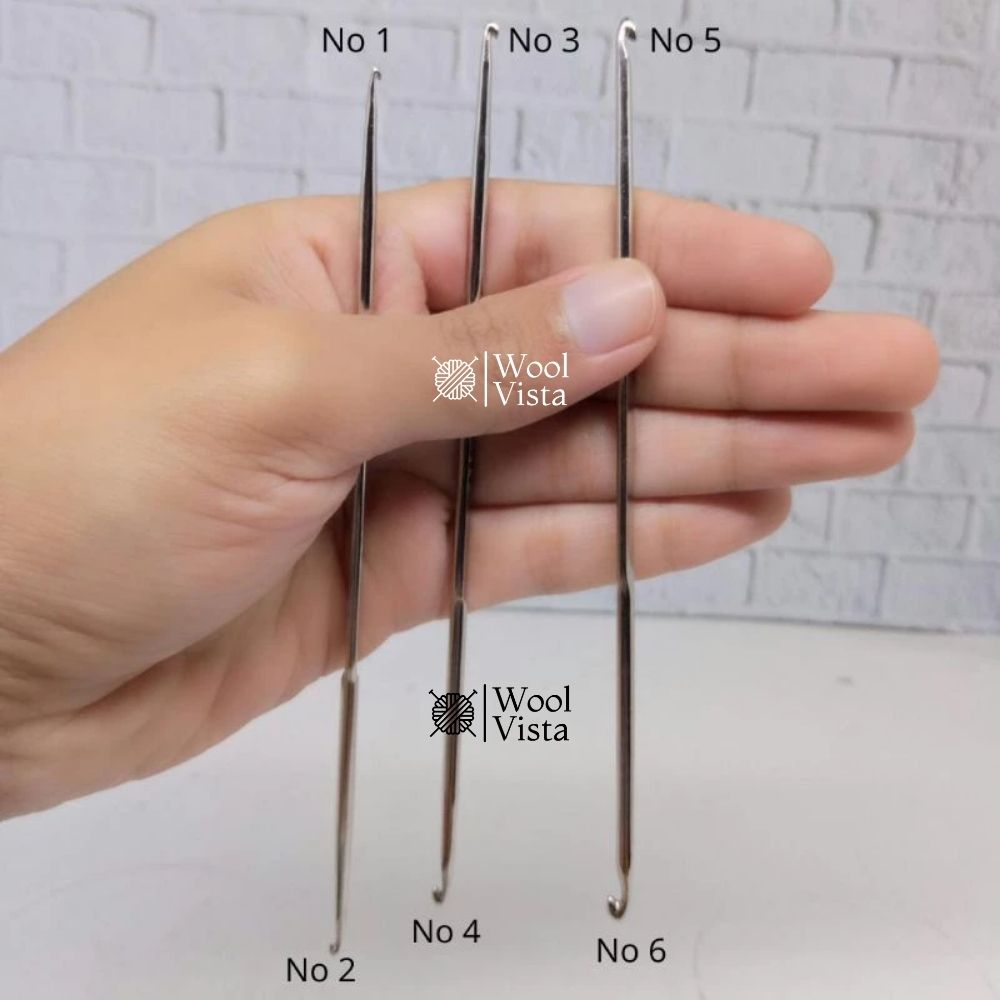 DOUBLE-ENDED CROCHET HOOK SET – NICKEL SILVER METAL HAND CROCHET NEEDLES (12 PCS)