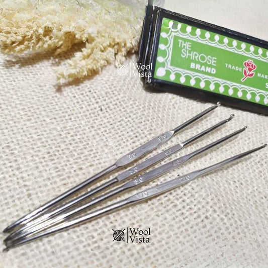 DOUBLE-ENDED CROCHET HOOK SET – NICKEL SILVER METAL HAND CROCHET NEEDLES (12 PCS)