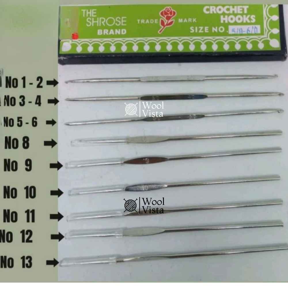 DOUBLE-ENDED CROCHET HOOK SET – NICKEL SILVER METAL HAND CROCHET NEEDLES (12 PCS)