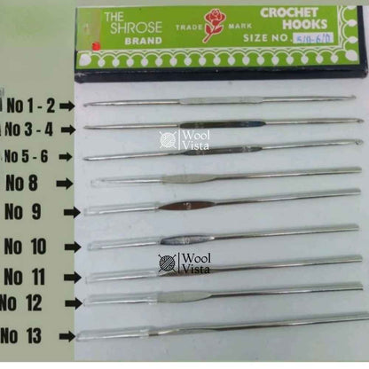 DOUBLE-ENDED CROCHET HOOK SET – NICKEL SILVER METAL HAND CROCHET NEEDLES (12 PCS)