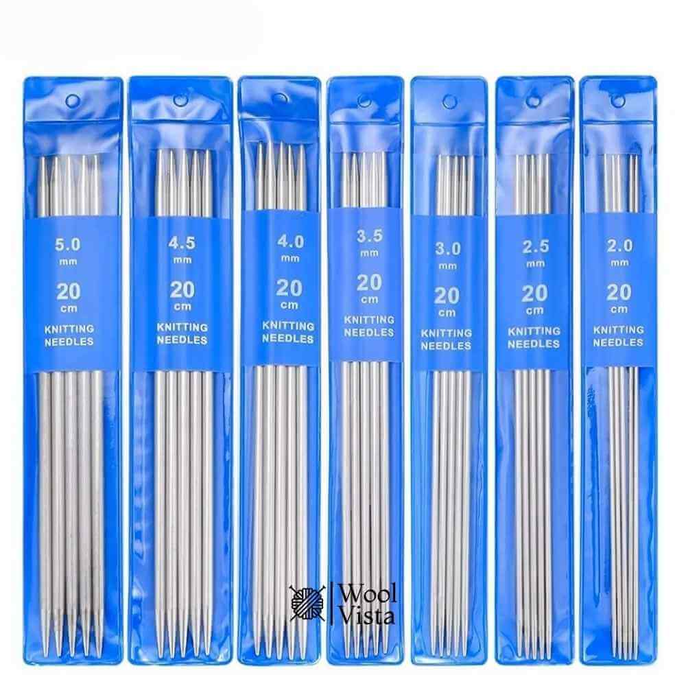 DOUBLE POINTED STRAIGHT KNITTING NEEDLES SET - (PACK OF 5)