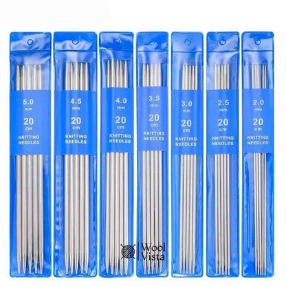 DOUBLE POINTED STRAIGHT KNITTING NEEDLES SET - (PACK OF 5)