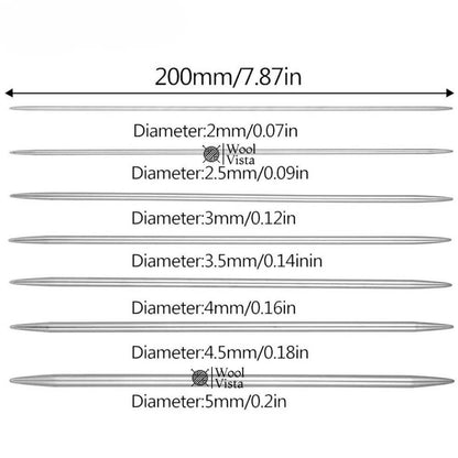 DOUBLE POINTED STRAIGHT KNITTING NEEDLES SET - (PACK OF 5)