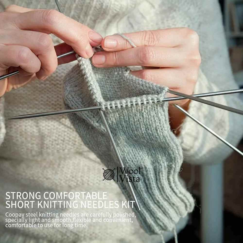 DOUBLE POINTED STRAIGHT KNITTING NEEDLES SET - (PACK OF 5)