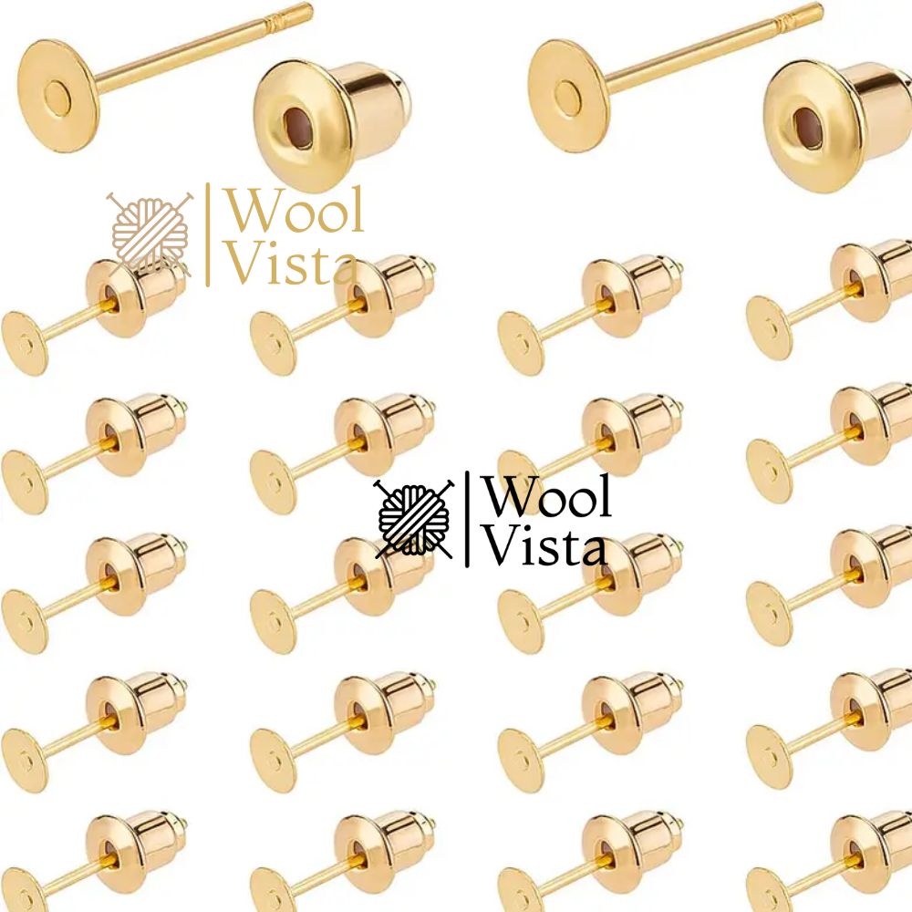 EAR STUD BASES (12 PAIRS) – DIY JEWELRY FINDINGS FOR EARRINGS, CRAFTS & ACCESSORIES