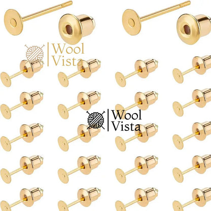 EAR STUD BASES (12 PAIRS) – DIY JEWELRY FINDINGS FOR EARRINGS, CRAFTS & ACCESSORIES