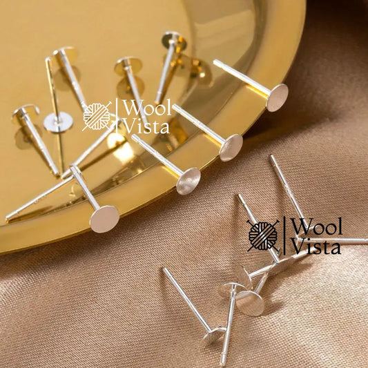 EAR STUD BASES (12 PAIRS) – DIY JEWELRY FINDINGS FOR EARRINGS, CRAFTS & ACCESSORIES
