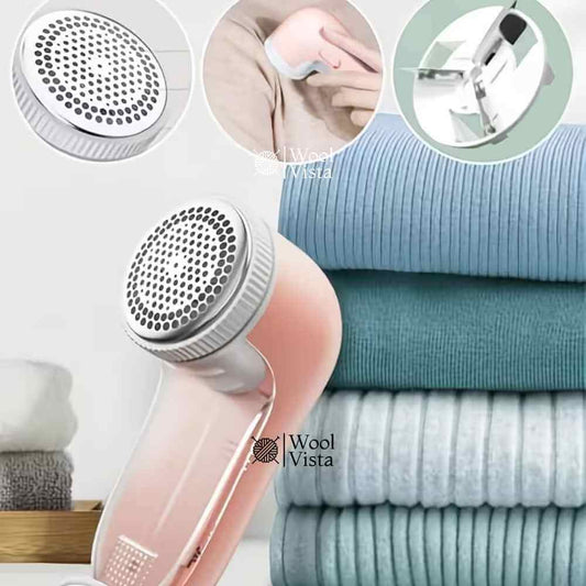 ELECTRIC FABRIC SHAVER PINK – USB POWERED CLOTHES LINT REMOVER WITH REPLACEABLE STAINLESS STEEL BLADES FOR SWEATERS, SOFAS & GARMENTS