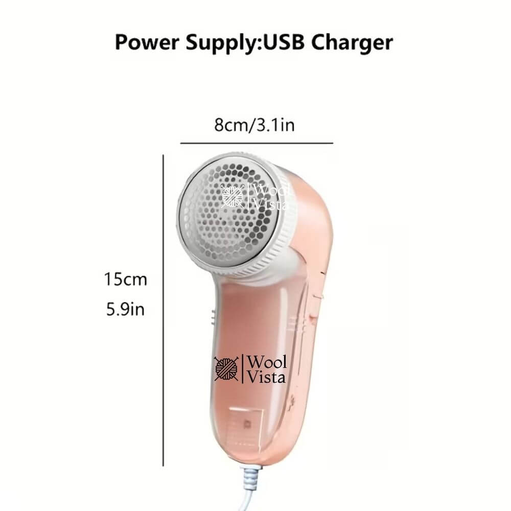 ELECTRIC FABRIC SHAVER PINK – USB POWERED CLOTHES LINT REMOVER WITH REPLACEABLE STAINLESS STEEL BLADES FOR SWEATERS, SOFAS & GARMENTS