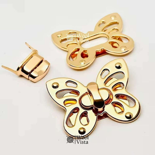 ELEGANT GOLDEN BUTTERFLY HANDBAG CLASP – LARGE ZINC ALLOY KNOT BUCKLE FOR DIY BAGS, WALLETS & BACKPACKS