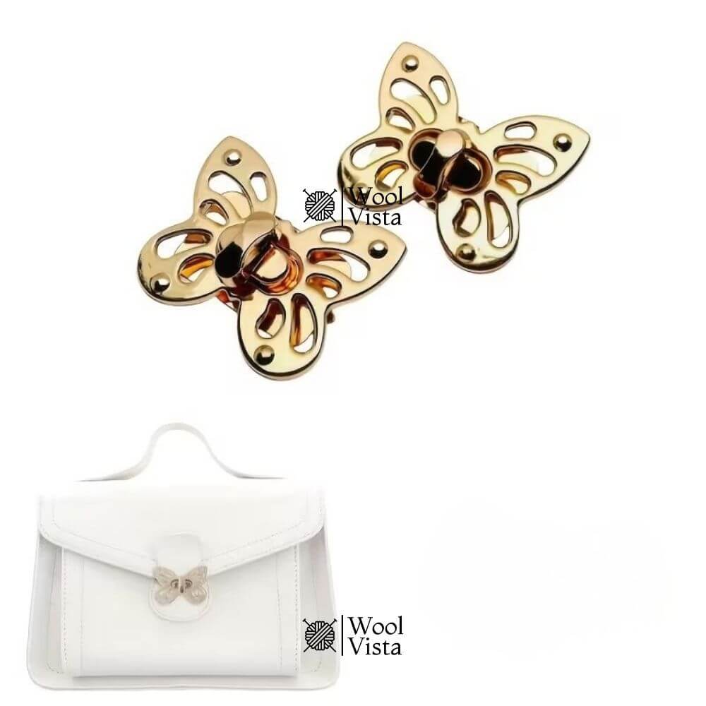 ELEGANT GOLDEN BUTTERFLY HANDBAG CLASP – LARGE ZINC ALLOY KNOT BUCKLE FOR DIY BAGS, WALLETS & BACKPACKS