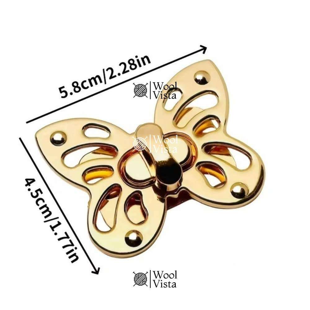 ELEGANT GOLDEN BUTTERFLY HANDBAG CLASP – LARGE ZINC ALLOY KNOT BUCKLE FOR DIY BAGS, WALLETS & BACKPACKS