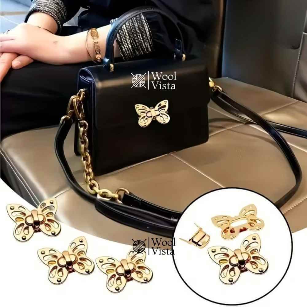 ELEGANT GOLDEN BUTTERFLY HANDBAG CLASP – LARGE ZINC ALLOY KNOT BUCKLE FOR DIY BAGS, WALLETS & BACKPACKS
