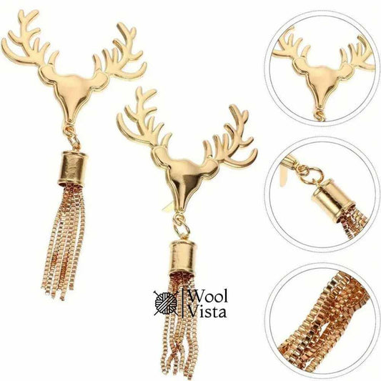 ELEGANT GOLDEN DEER HEAD TASSEL BAG CHARM PENDANT
