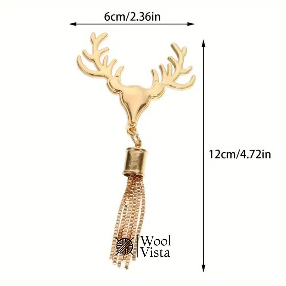 ELEGANT GOLDEN DEER HEAD TASSEL BAG CHARM PENDANT