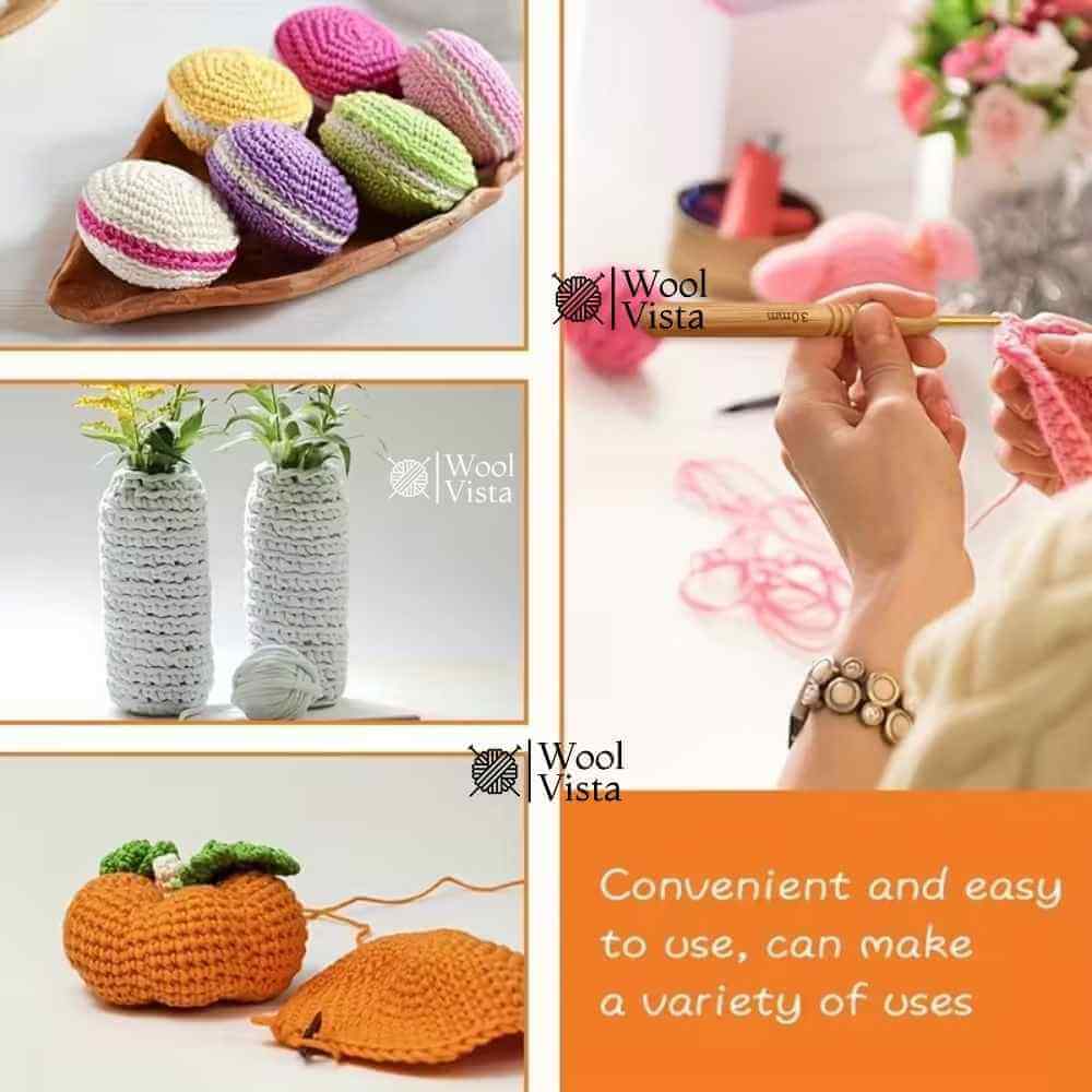 ERGONOMIC CROCHET HOOK SET – WOODEN HANDLE HOOKS FOR KNITTING & CROCHET (PACK OF 9)