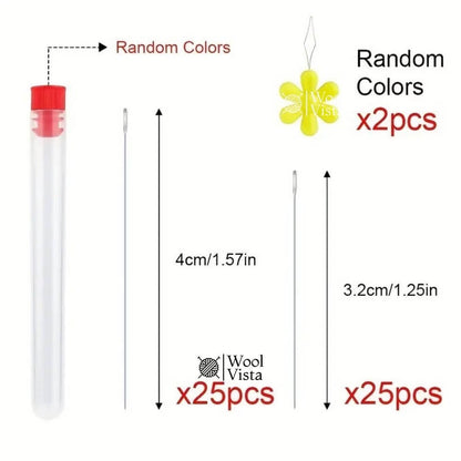 EXTRA FINE STEEL BEADING NEEDLES WITH THREADERS – 50 NEEDLES FOR EMBROIDERY & JEWELRY MAKING
