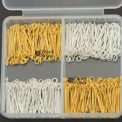 EYE NAILS (100 PCS, 2CM × 0.3CM) – METAL SCREW EYE PINS FOR DIY JEWELRY MAKING, NECKLACES & BRACELET BEADING SUPPLIES