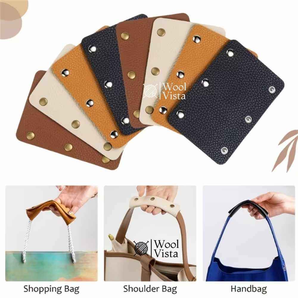 FAUX LEATHER HANDBAG HANDLE COVERS (SET OF 2) – SLIP-RESISTANT REMOVABLE HANDLE PROTECTORS WITH SAFETY SNAPS
