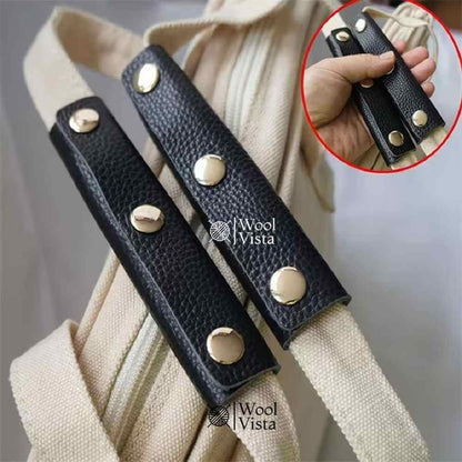 FAUX LEATHER HANDBAG HANDLE COVERS (SET OF 2) – SLIP-RESISTANT REMOVABLE HANDLE PROTECTORS WITH SAFETY SNAPS