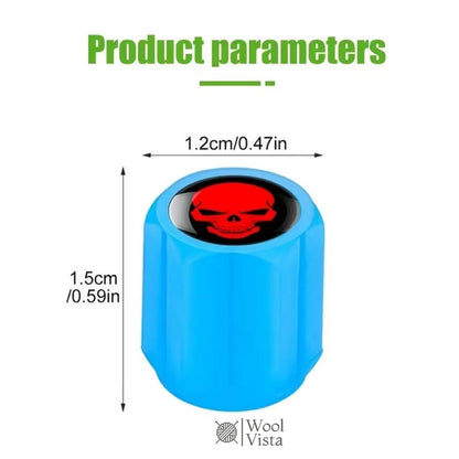 FLUORESCENT SKULL TIRE VALVE CAPS – LUMINOUS CAR, MOTORCYCLE, TRUCK & BICYCLE WHEEL VALVE COVERS | FASHION GLOW-IN-THE-DARK DESIGN