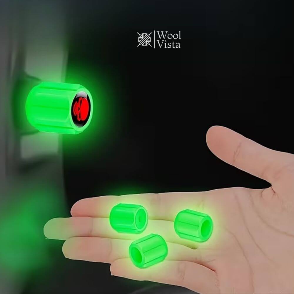 FLUORESCENT SKULL TIRE VALVE CAPS – LUMINOUS CAR, MOTORCYCLE, TRUCK & BICYCLE WHEEL VALVE COVERS | FASHION GLOW-IN-THE-DARK DESIGN