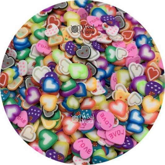 HEART SHAPE POLYMER CLAY SLICES – 500PCS MIXED COLOR DIY BEADS
