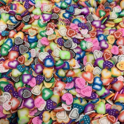 HEART SHAPE POLYMER CLAY SLICES – 500PCS MIXED COLOR DIY BEADS