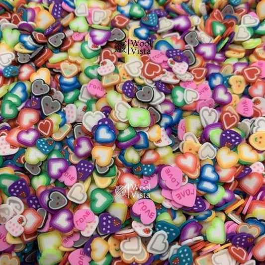 HEART SHAPE POLYMER CLAY SLICES – 500PCS MIXED COLOR DIY BEADS