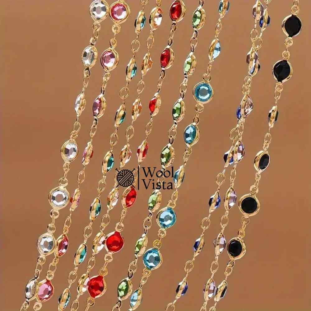 GLASS CRYSTAL BEAD COPPER CHAIN – FOR DIY NECKLACE, BRACELET & JEWELRY MAKING