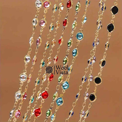 GLASS CRYSTAL BEAD COPPER CHAIN – FOR DIY NECKLACE, BRACELET & JEWELRY MAKING