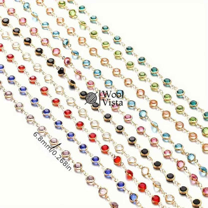 GLASS CRYSTAL BEAD COPPER CHAIN – FOR DIY NECKLACE, BRACELET & JEWELRY MAKING