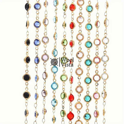 GLASS CRYSTAL BEAD COPPER CHAIN – FOR DIY NECKLACE, BRACELET & JEWELRY MAKING