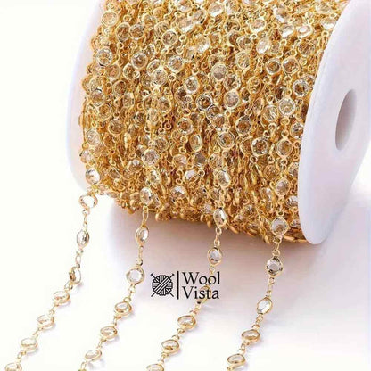 GLASS CRYSTAL BEAD COPPER CHAIN – FOR DIY NECKLACE, BRACELET & JEWELRY MAKING