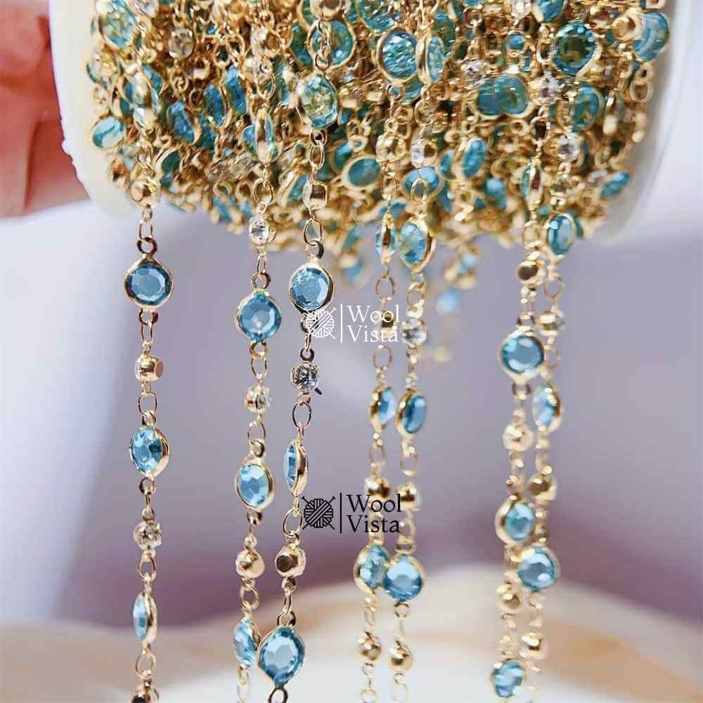 GLASS CRYSTAL BEAD COPPER CHAIN – FOR DIY NECKLACE, BRACELET & JEWELRY MAKING