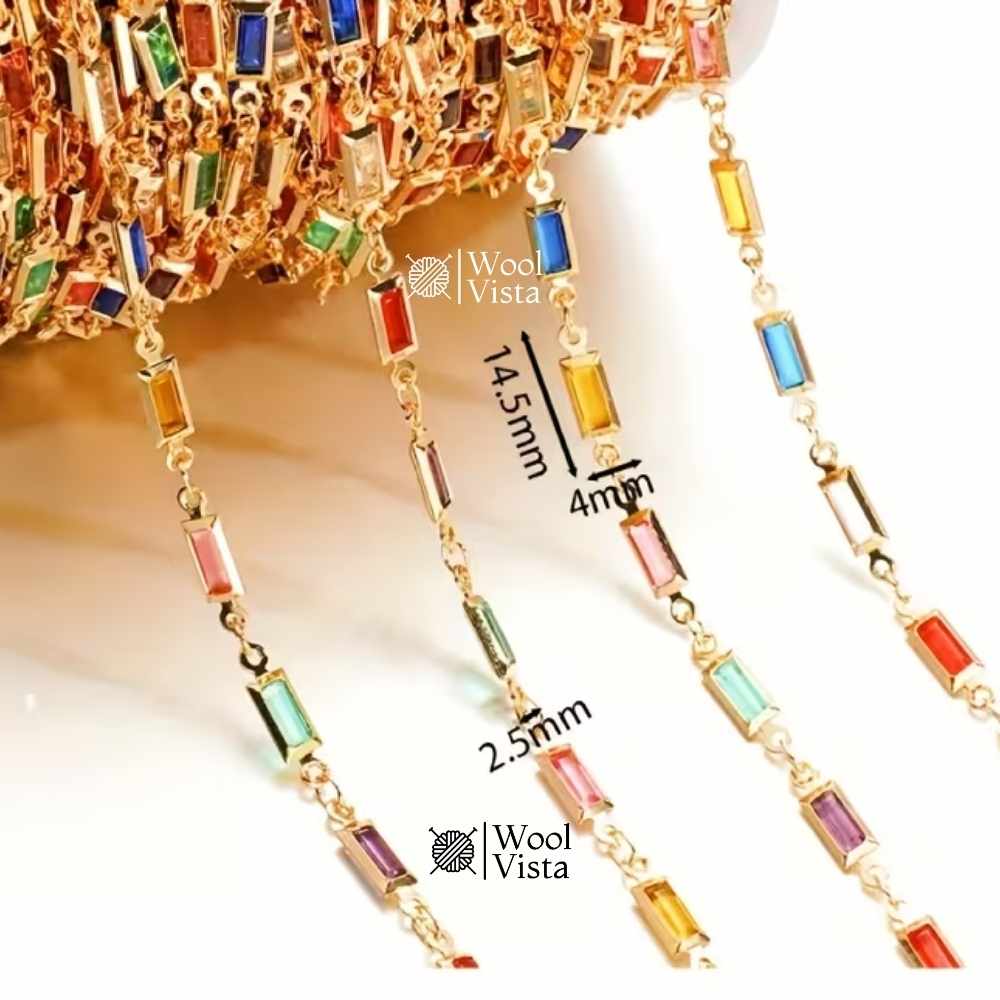 GLASS CRYSTAL BEAD COPPER CHAIN – FOR DIY NECKLACE, BRACELET & JEWELRY MAKING