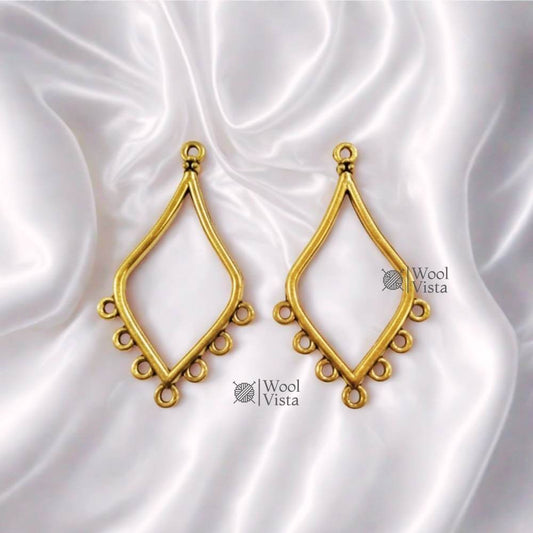 GOLD ALLOY EARRING FRAME CHARMS – TEARDROP SHAPE MULTI-HOLE PENDANT BASE FOR DIY JEWELRY, EARRINGS & CRAFT MAKING SUPPLIES