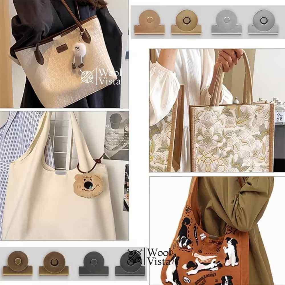 GOLDEN MAGNETIC BAG SNAP BUTTON (1 PAIR) – FAUX LEATHER HIDDEN MAGNET BUCKLE NO-SEW BAG SNAP ACCESSORY