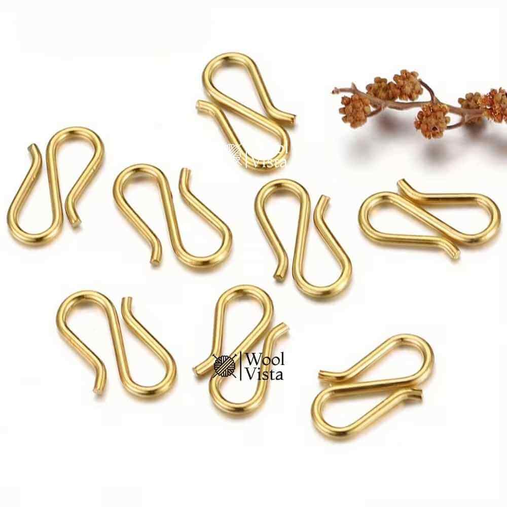GOLDEN STAINLESS STEEL S-SHAPED CLASPS (20 PCS)– JEWELRY FINDINGS FOR BRACELETS, NECKLACES & DIY CRAFT MAKING