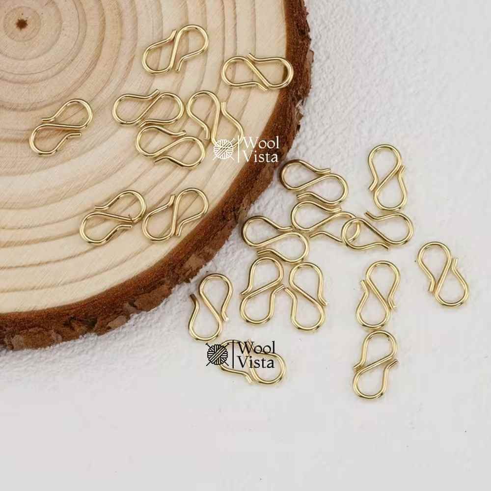 GOLDEN STAINLESS STEEL S-SHAPED CLASPS (20 PCS)– JEWELRY FINDINGS FOR BRACELETS, NECKLACES & DIY CRAFT MAKING
