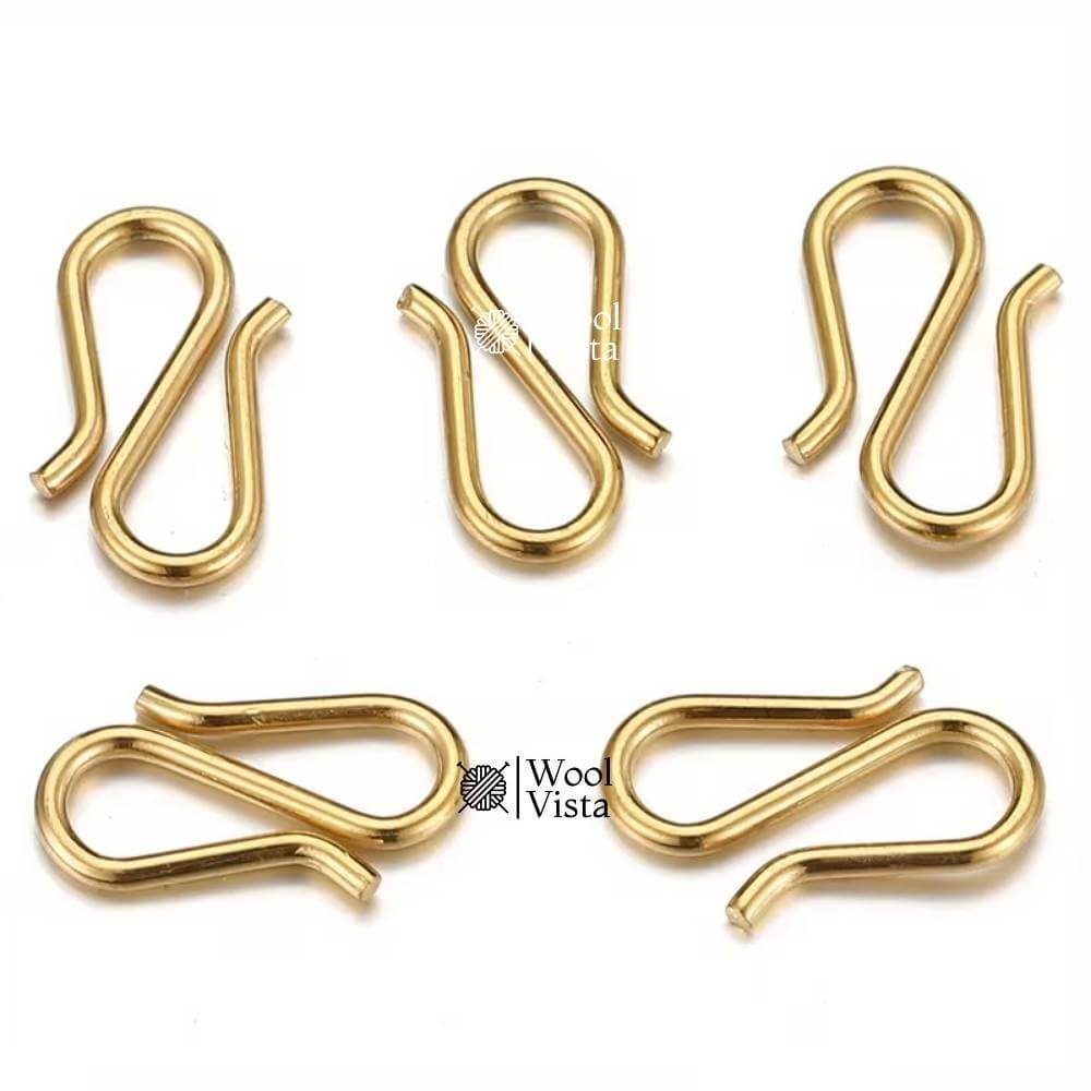 GOLDEN STAINLESS STEEL S-SHAPED CLASPS (20 PCS)– JEWELRY FINDINGS FOR BRACELETS, NECKLACES & DIY CRAFT MAKING