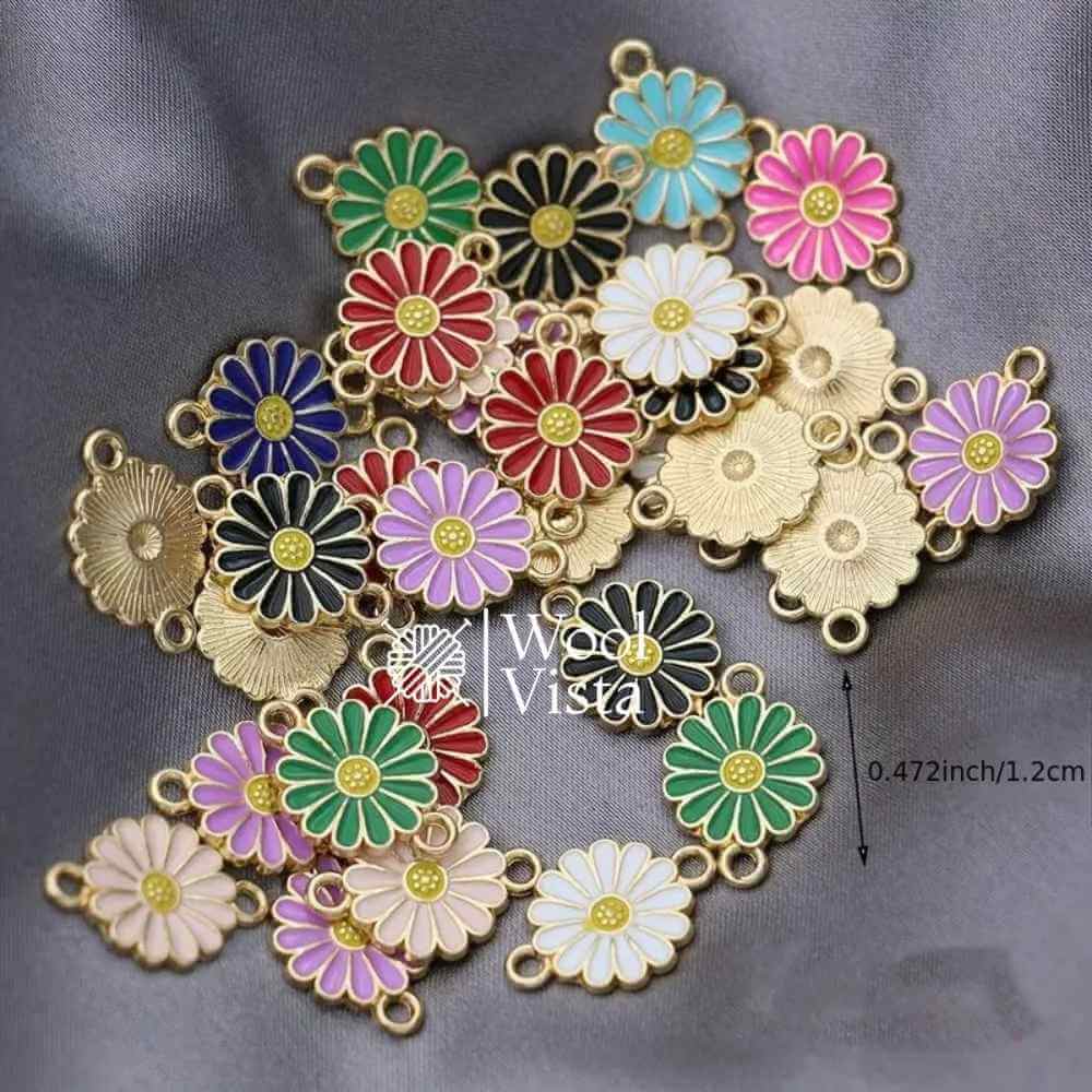 GOLD PLATED ENAMEL FLOWER CHARMS FOR JEWELRY MAKING